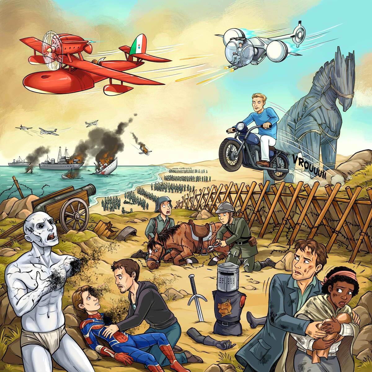 Quiz 10 films à trouver Guerre , avec Porco Rosso, Troie, Monty Python : Sacré Graal !.