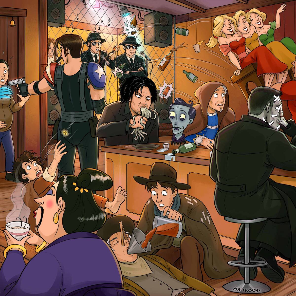 Quiz 10 films à trouver Bar , avec Le Seigneur des anneaux : La Communauté de l'anneau, La Belle et la Bête, Watchmen : Les Gardiens.